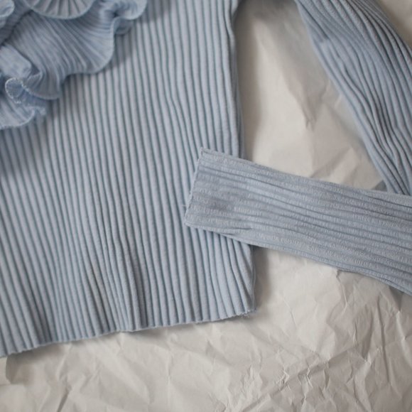 NWT One Shoulder Blue Crop Top. - Picture 7 of 13